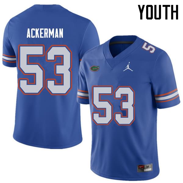 NCAA Florida Gators Brendan Ackerman Youth #53 Jordan Brand Royal Stitched Authentic College Football Jersey KVQ2364KZ